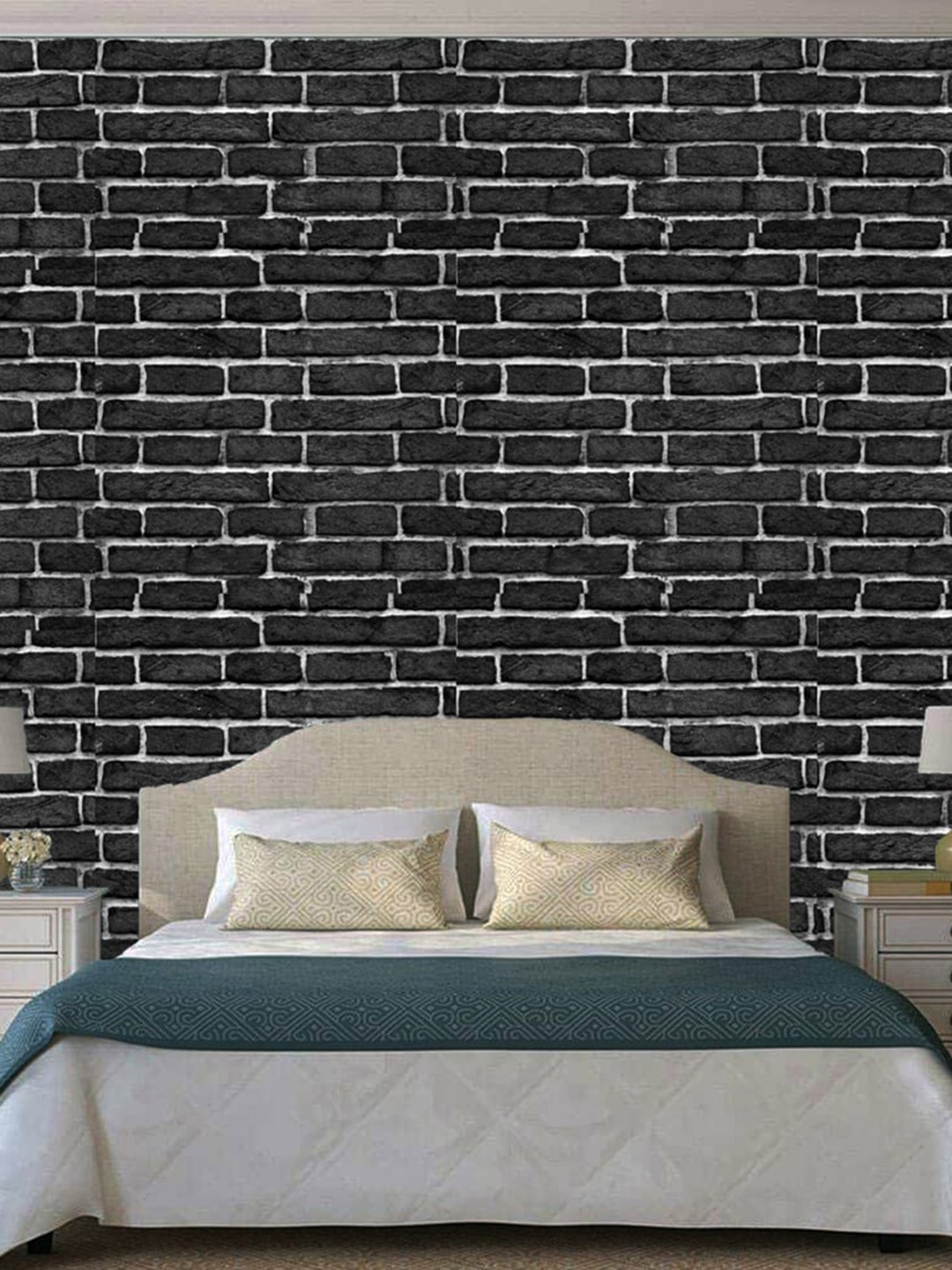 

WallDaddy Black Geometric Designed Waterproof Self Adhesive Wallpaper, White