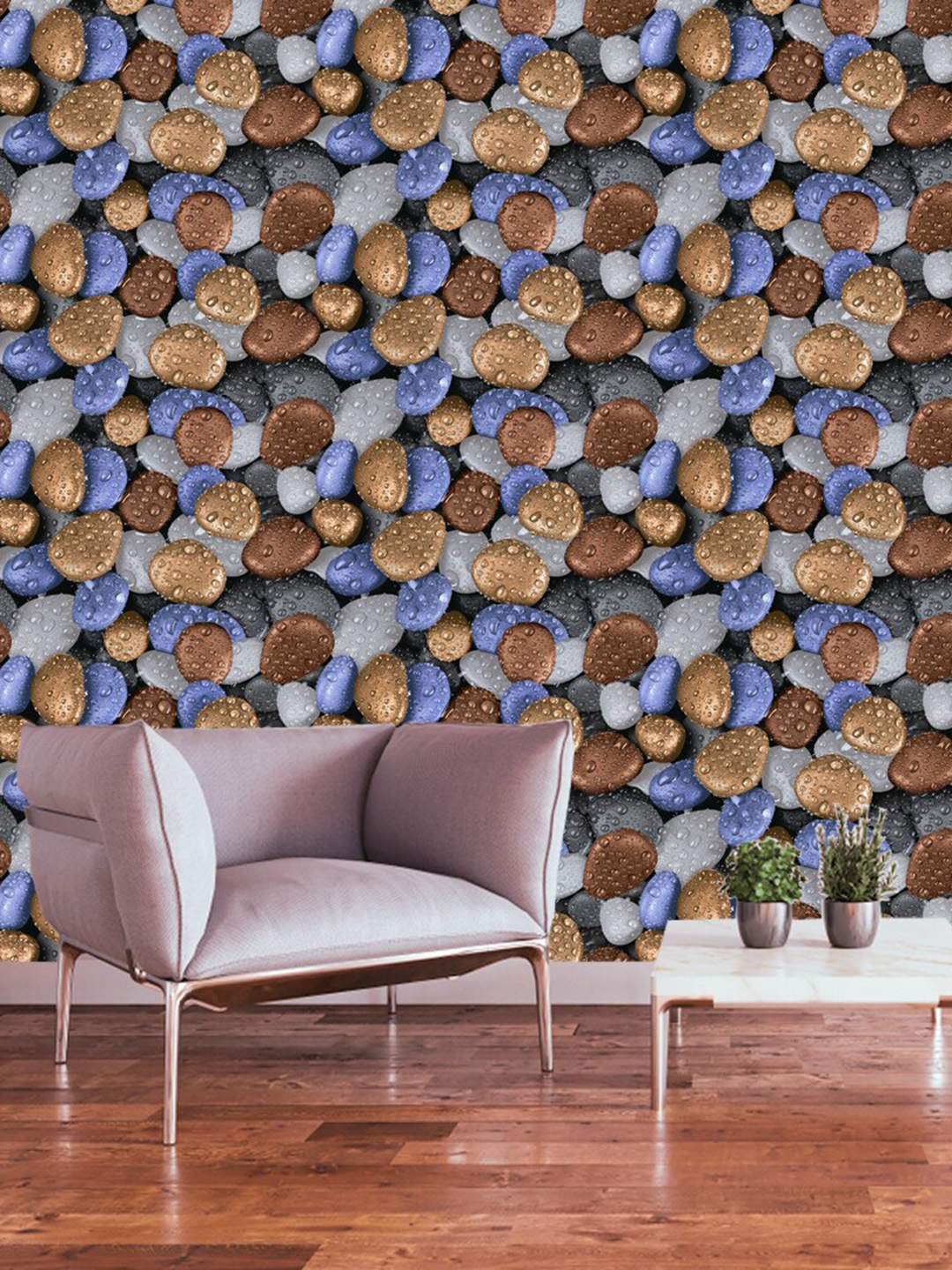 

WallDaddy Blue & Brown Abstract Designed Self Adhesive Wallpaper