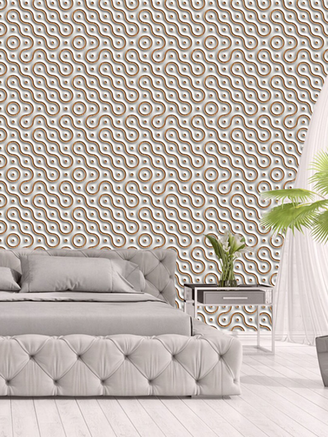 

WallDaddy White & Brown Abstract Designed Self Adhesive Wallpaper