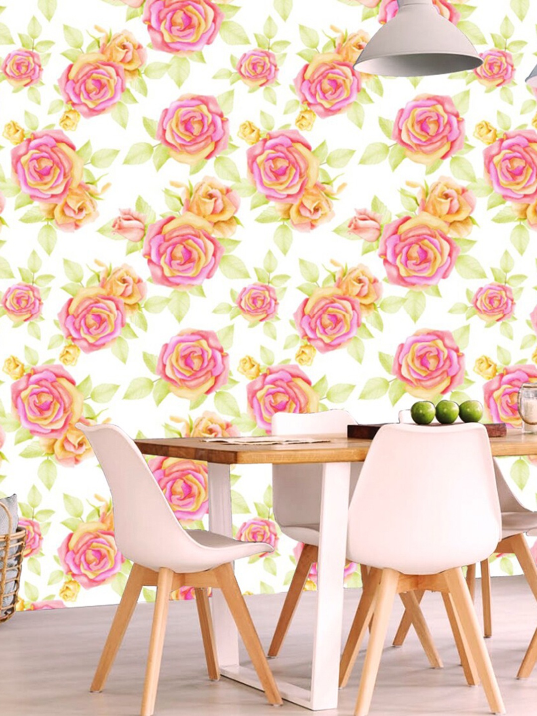 

WallDaddy White & Pink Rose Designed Self Adhesive Wallpaper