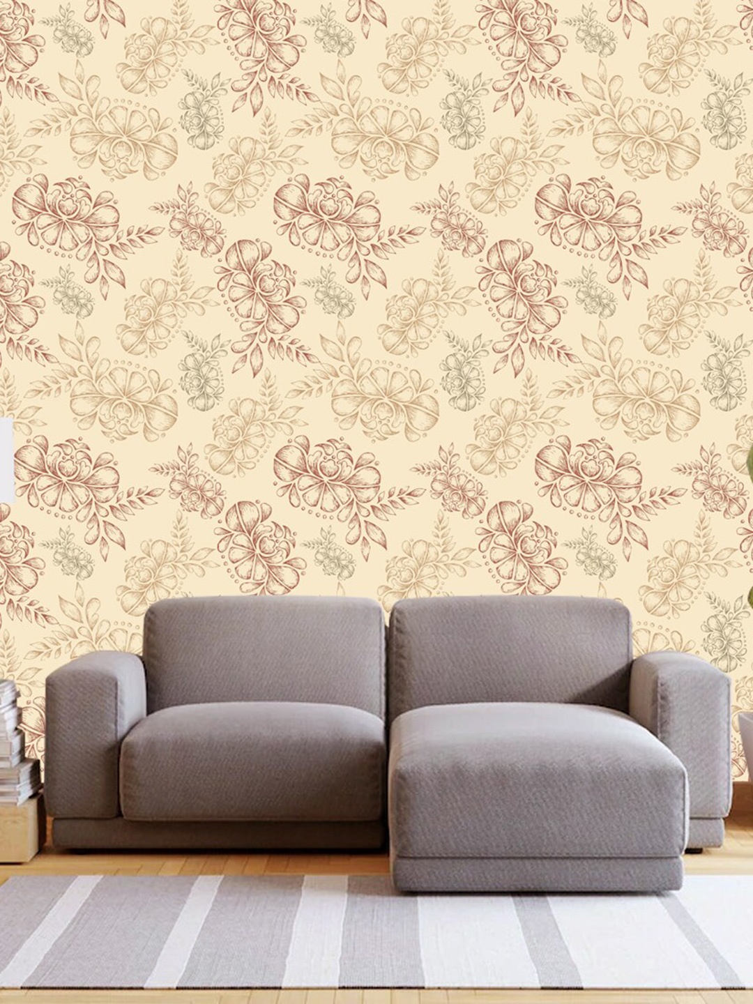 

WallDaddy Beige Floral Designed Self Adhesive Wallpaper