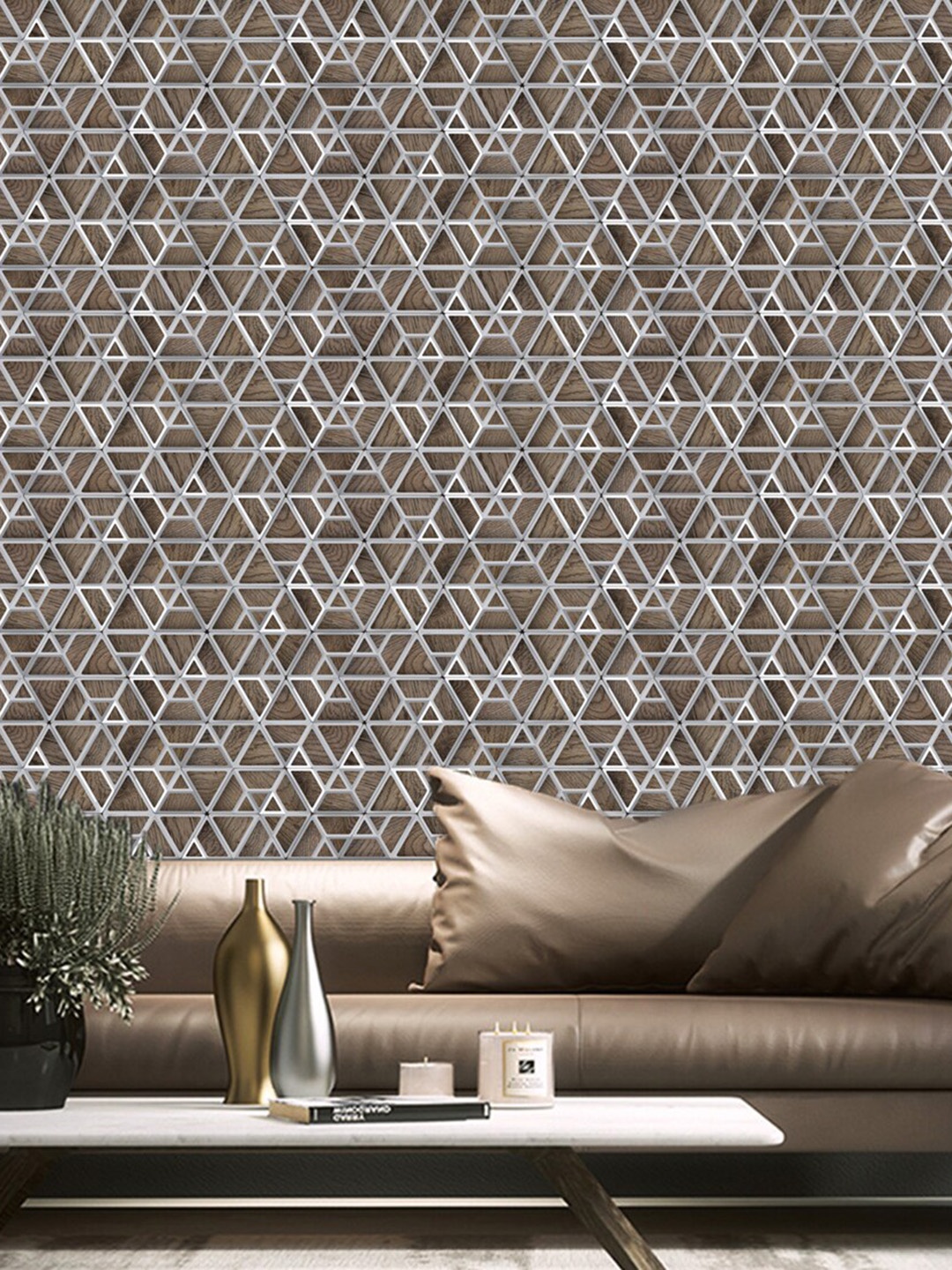 

WallDaddy Brown & Grey Pipe Line Designed Self Adhesive Wallpaper