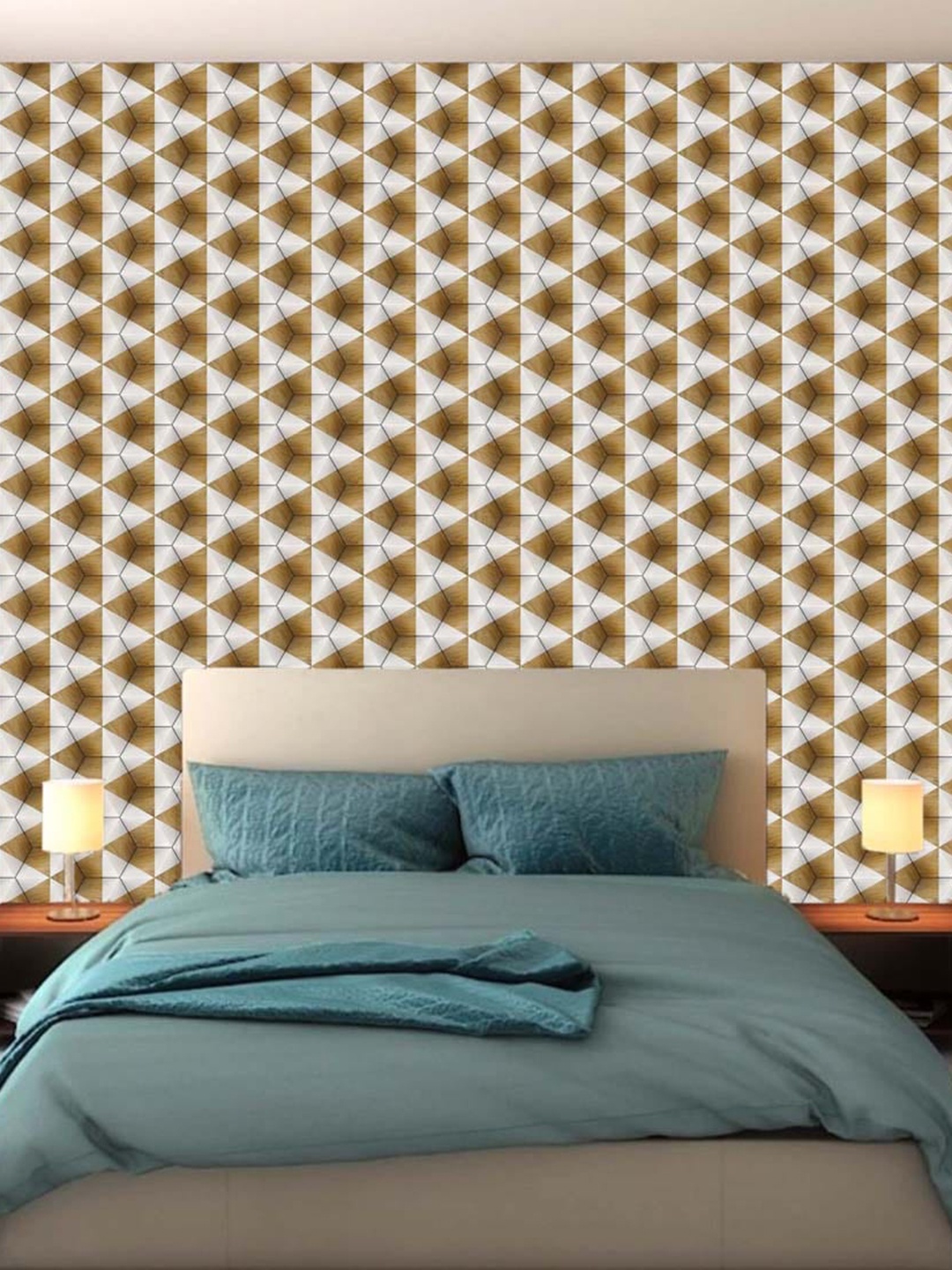 

WallDaddy White & Brown Triangle Designed Self Adhesive Wallpaper