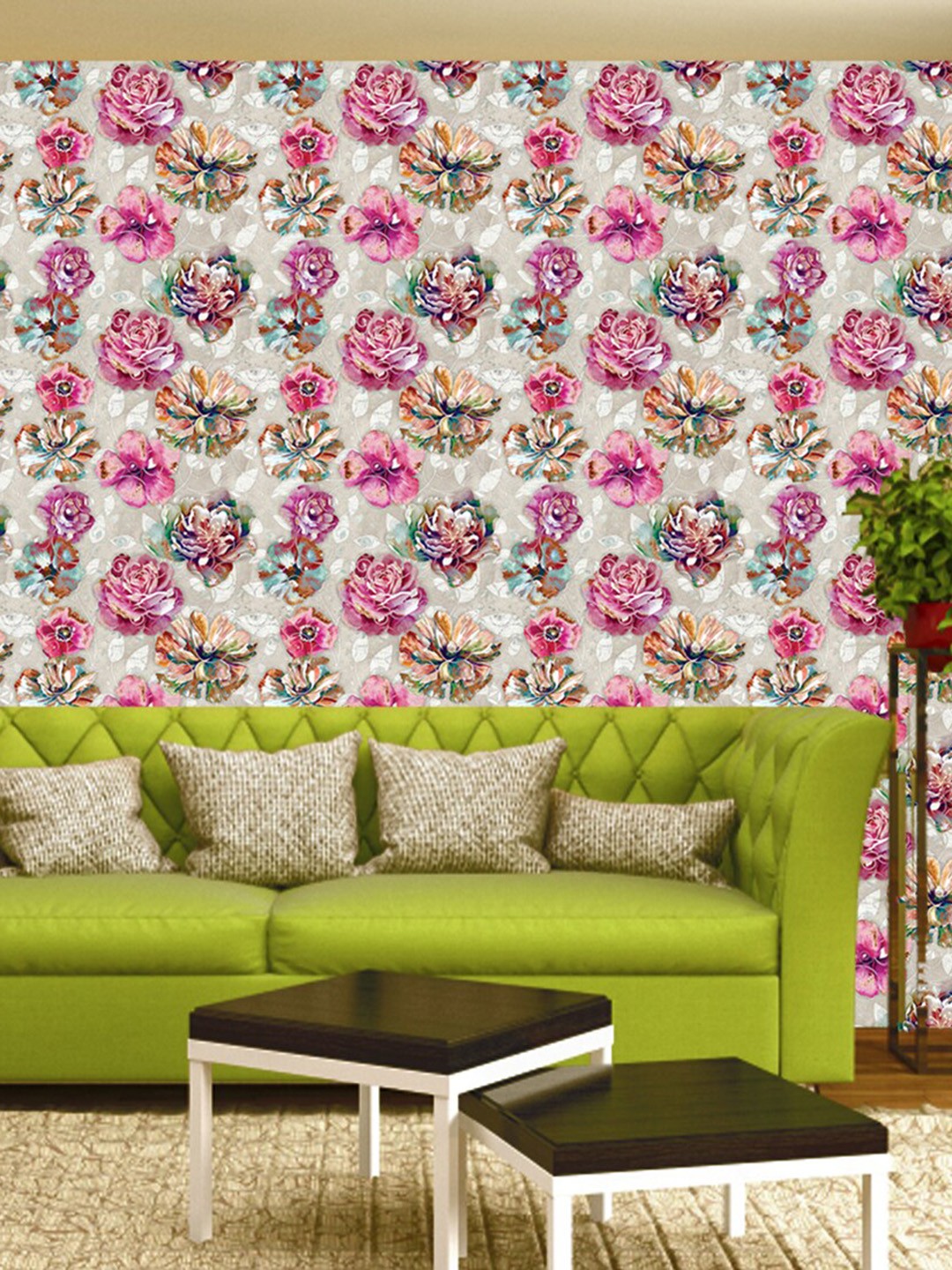

WallDaddy Beige & Pink Floral Designed Self Adhesive Wallpaper