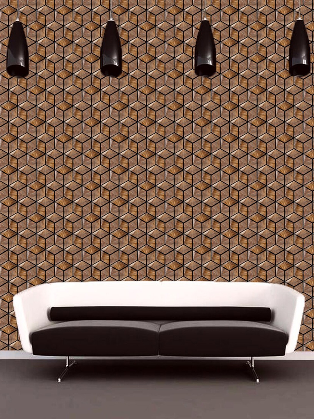 

WallDaddy Beige & Brown 3D Box Designed Self Adhesive Wallpaper