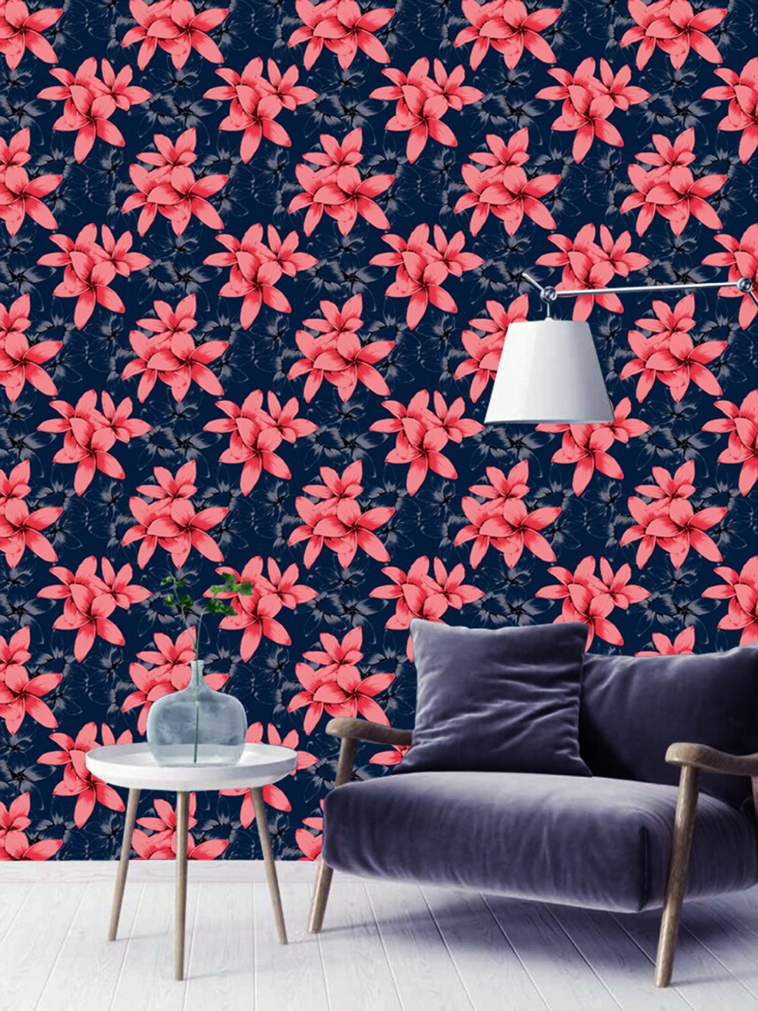 

WallDaddy Blue & Pink Floral Designed Self Adhesive Wallpaper