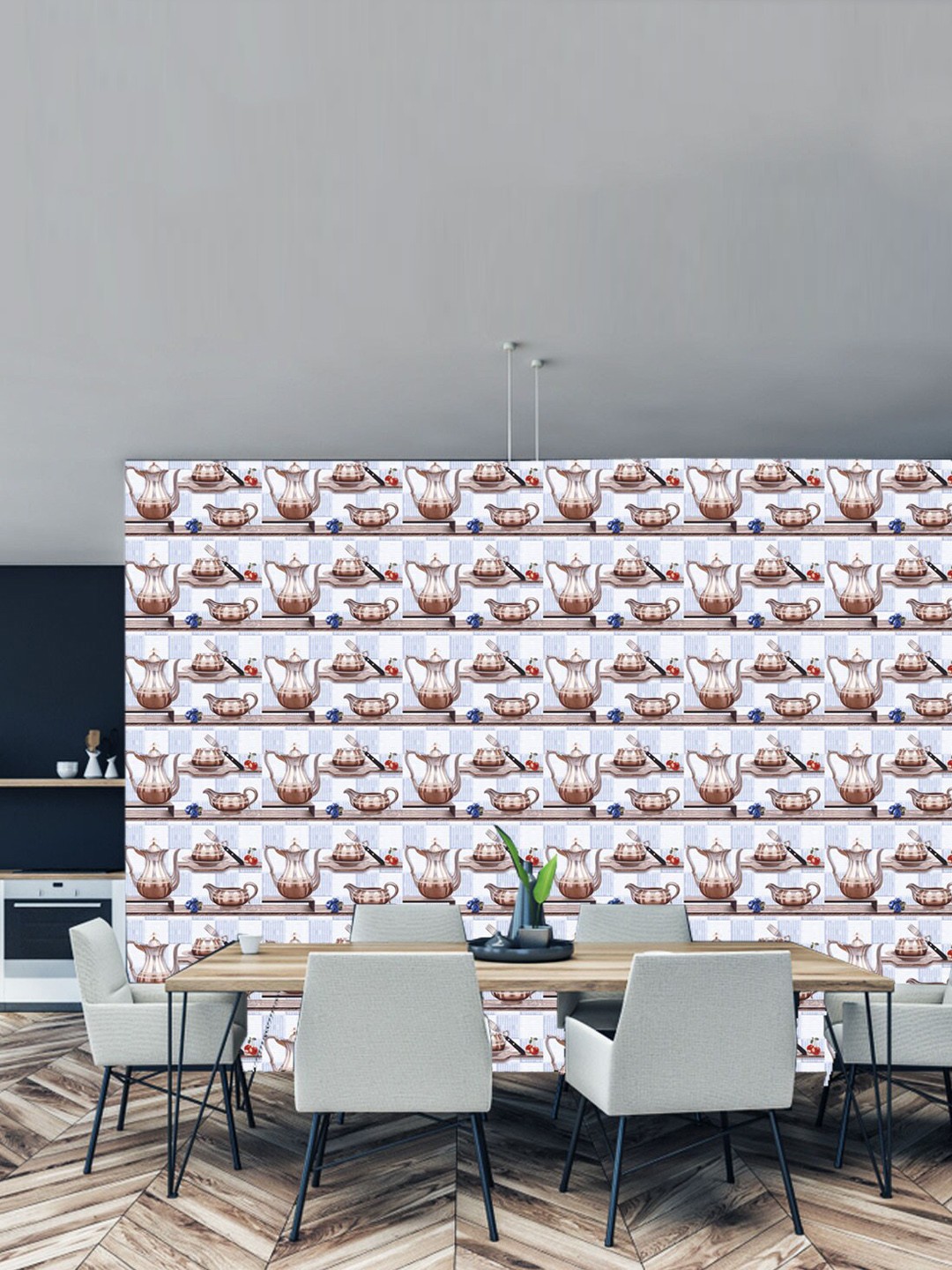

WallDaddy Blue & Mauve Mughal Tea Designed Self Adhesive Wallpaper