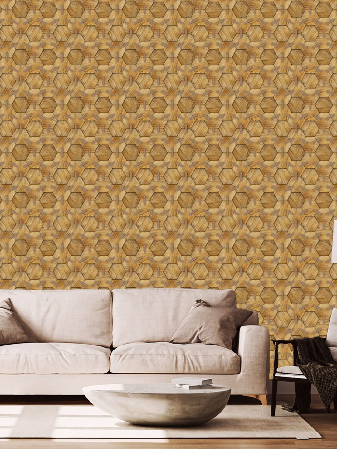

WallDaddy Brown Clip Hexagun Designed Self Adhesive Wallpaper