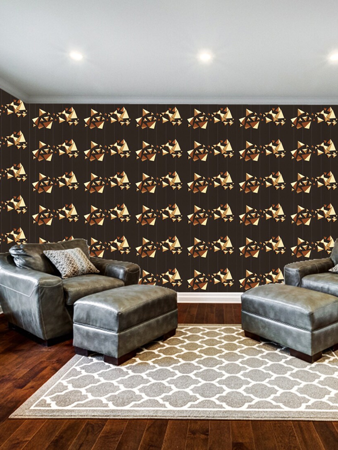 

WallDaddy Brown & Gold Toned Pyramid Designed Self Adhesive Wallpaper For Wall