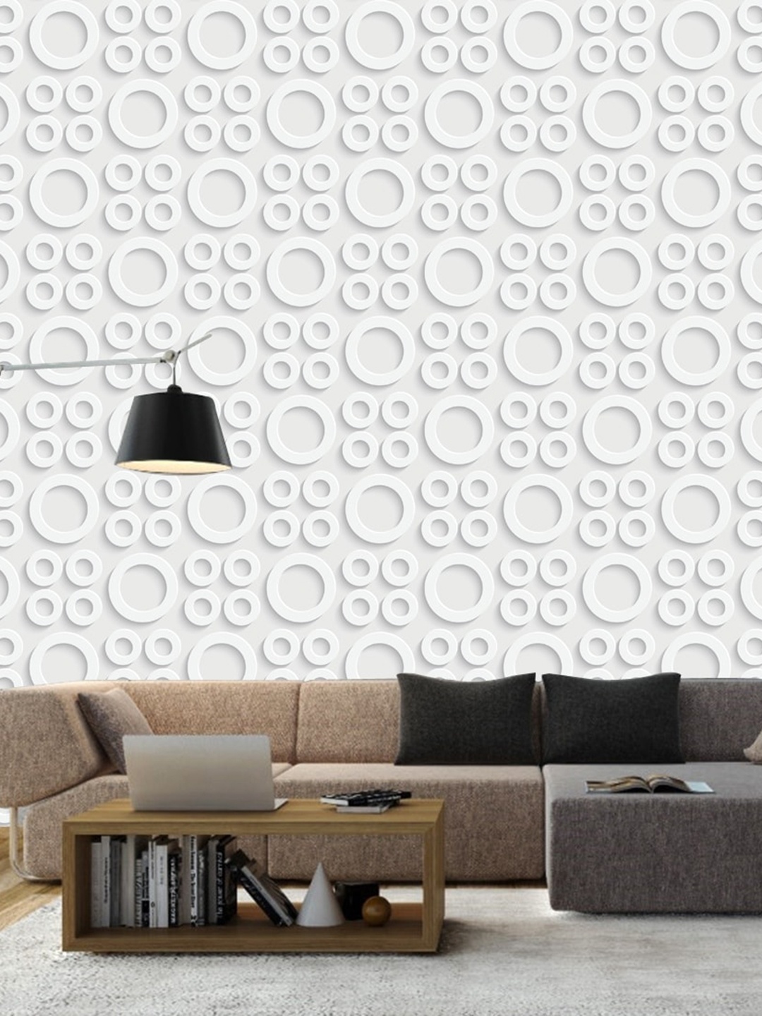 

WallDaddy White Ring Designed Self Adhesive Wallpaper