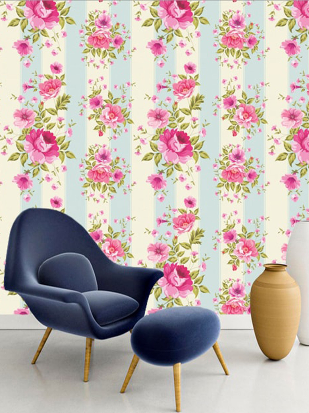 

WallDaddy White & Pink Floral Designed Self Adhesive Wallpaper