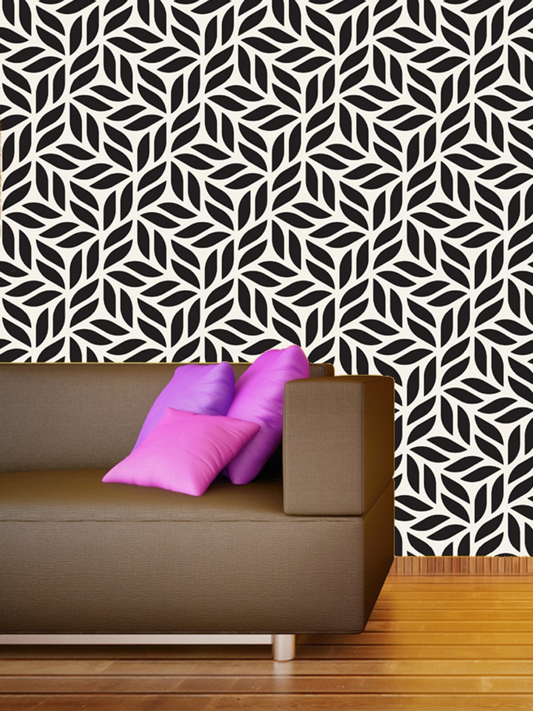 

WallDaddy White & Black Leaf Designed Self Adhesive Wallpaper