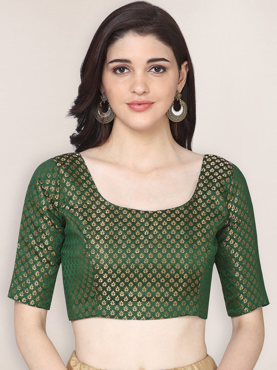 

Oomph! Woven Design Zari Saree Blouse, Green