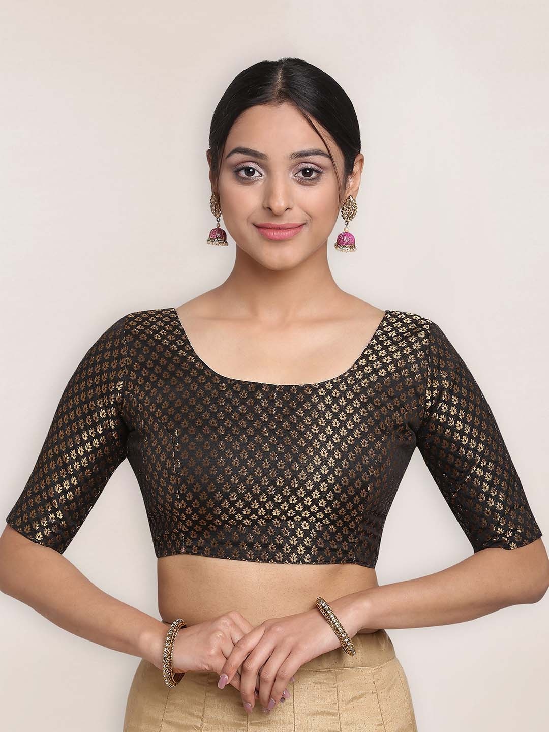 

Oomph! Woven Design Saree Blouse, Black