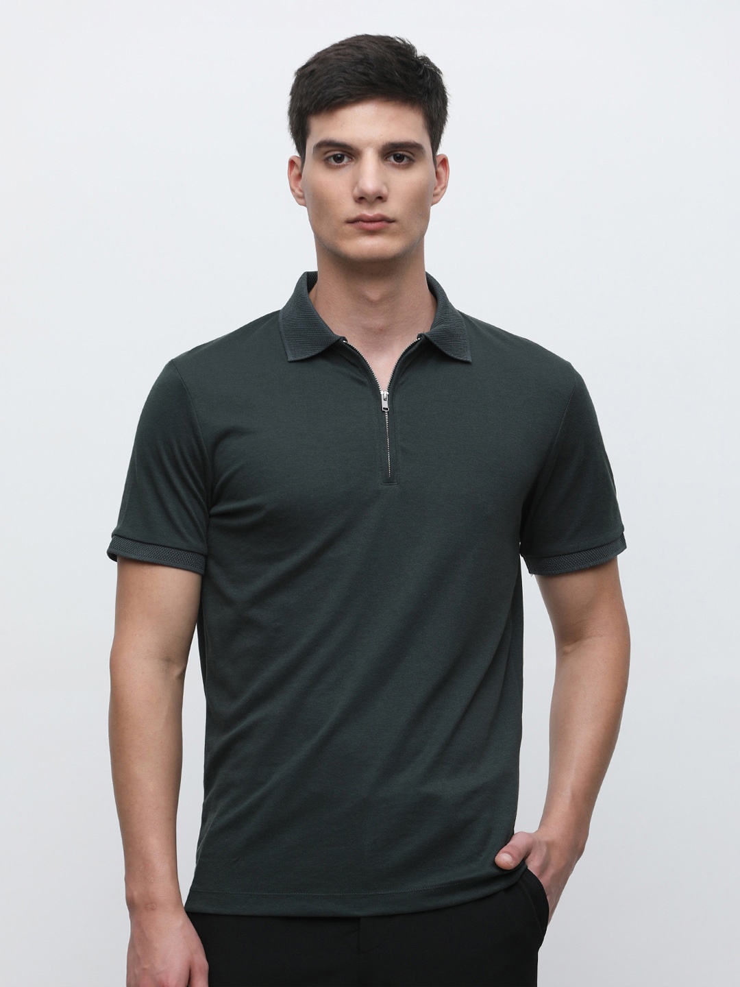 

SELECTED Polo Collar Short Sleeves Slim Fit T-shirt, Green