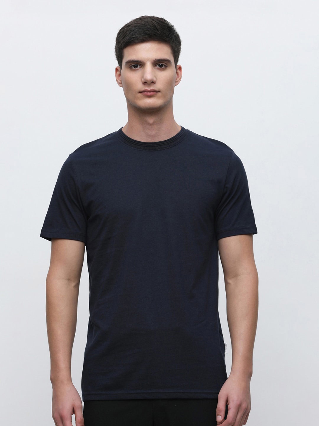 

SELECTED Round Neck Cotton Slim Fit T-shirt, Navy blue