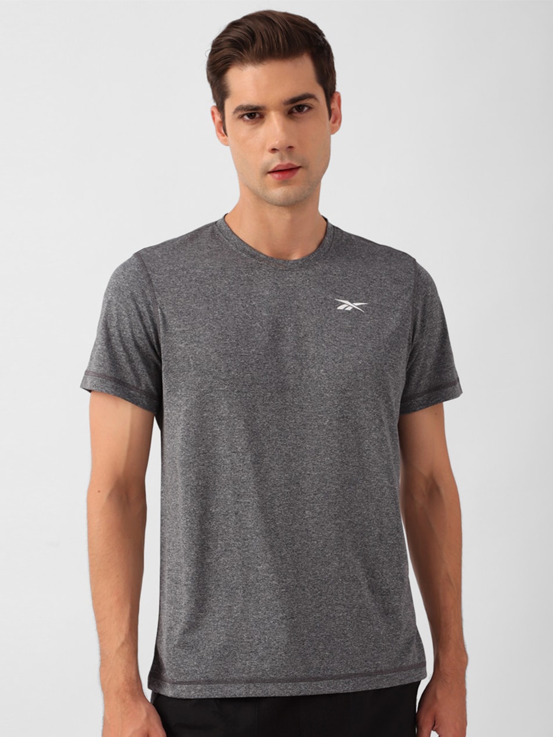 

Reebok Brand Logo Round Neck Slim-Fit T-Shirt, Grey