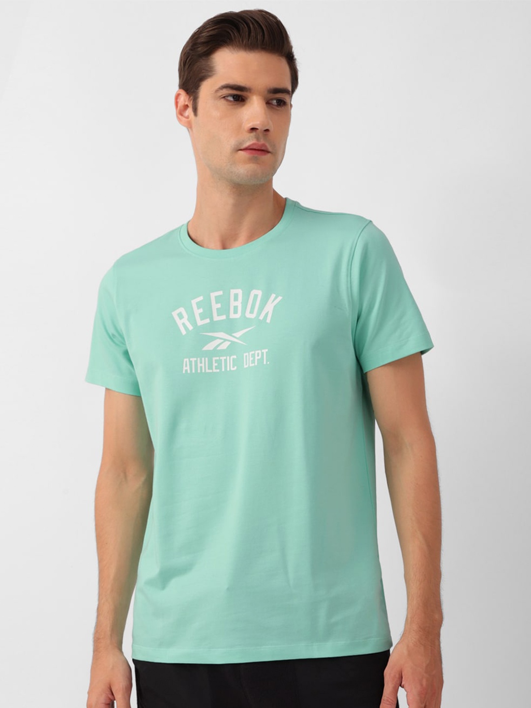 

Reebok Slim-Fit Typography Printed T-Shirt, Blue