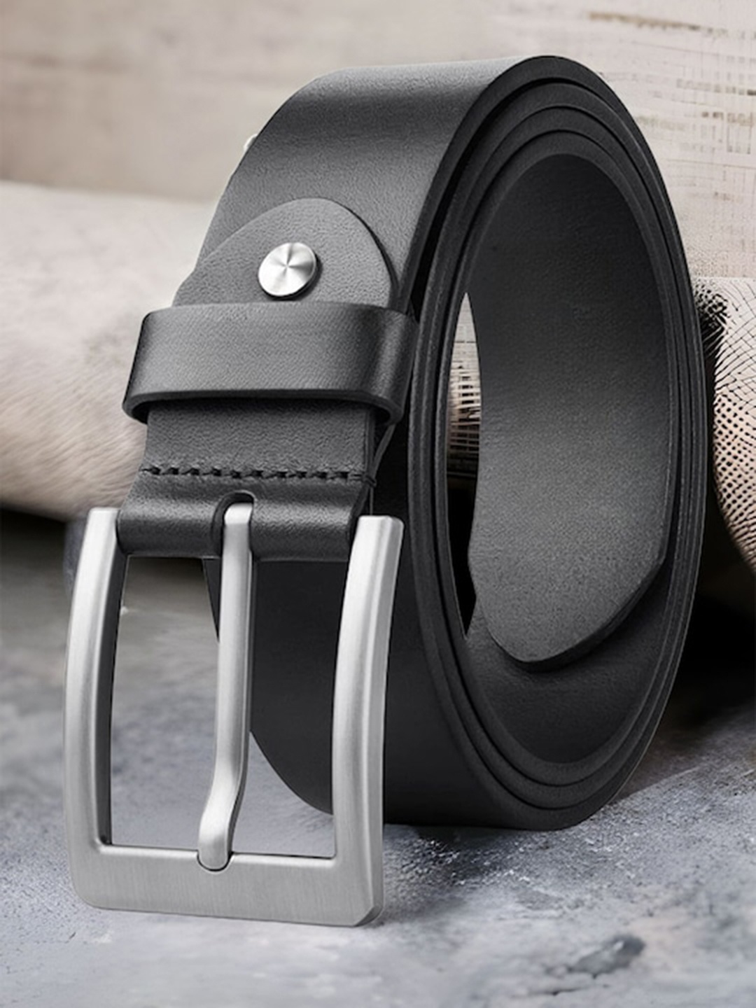 

WINSOME DEAL Men Leather Formal Belt, Black