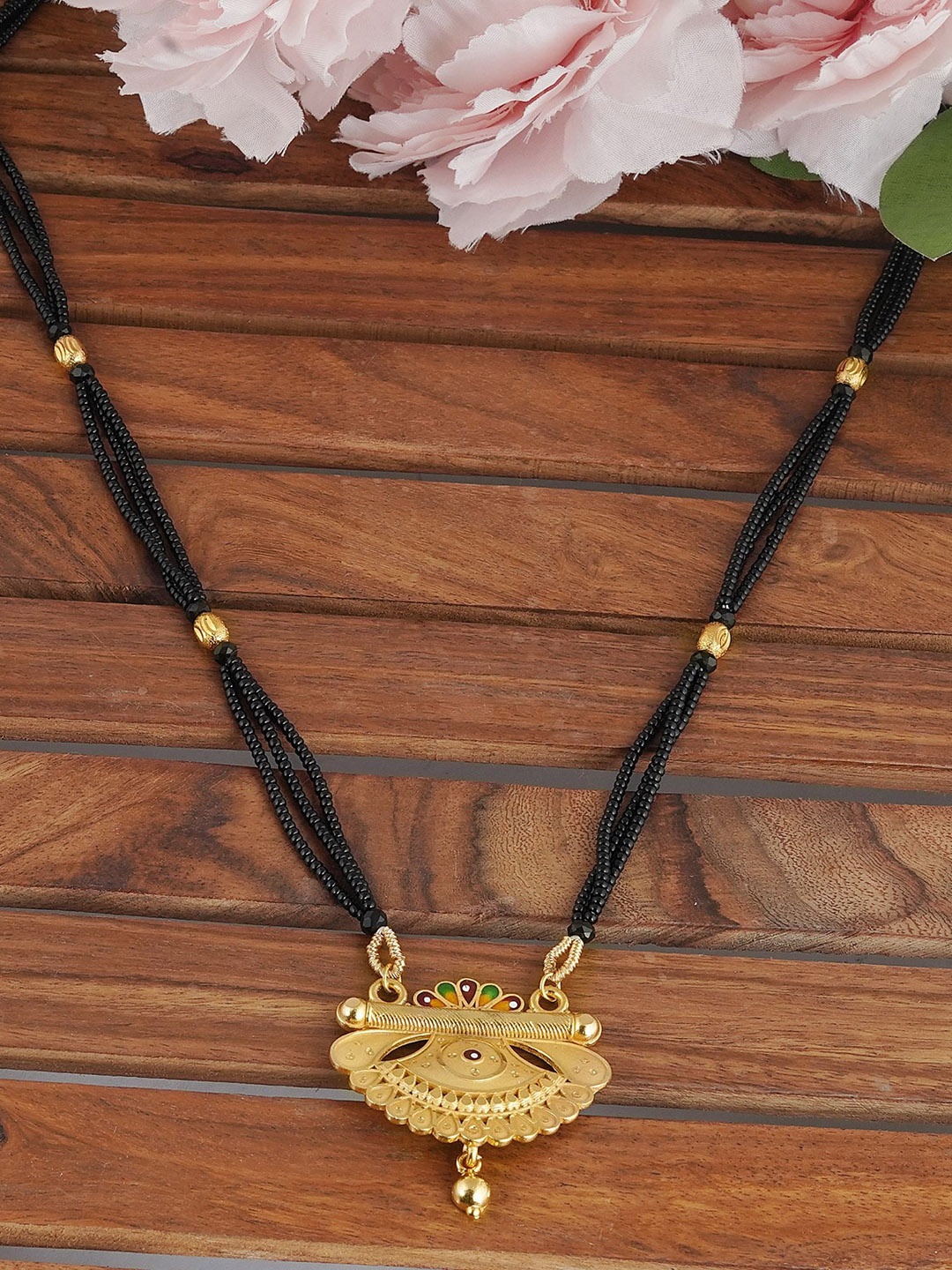 

MANSIYAORANGE Gold-Plated Beaded Mangalsutra