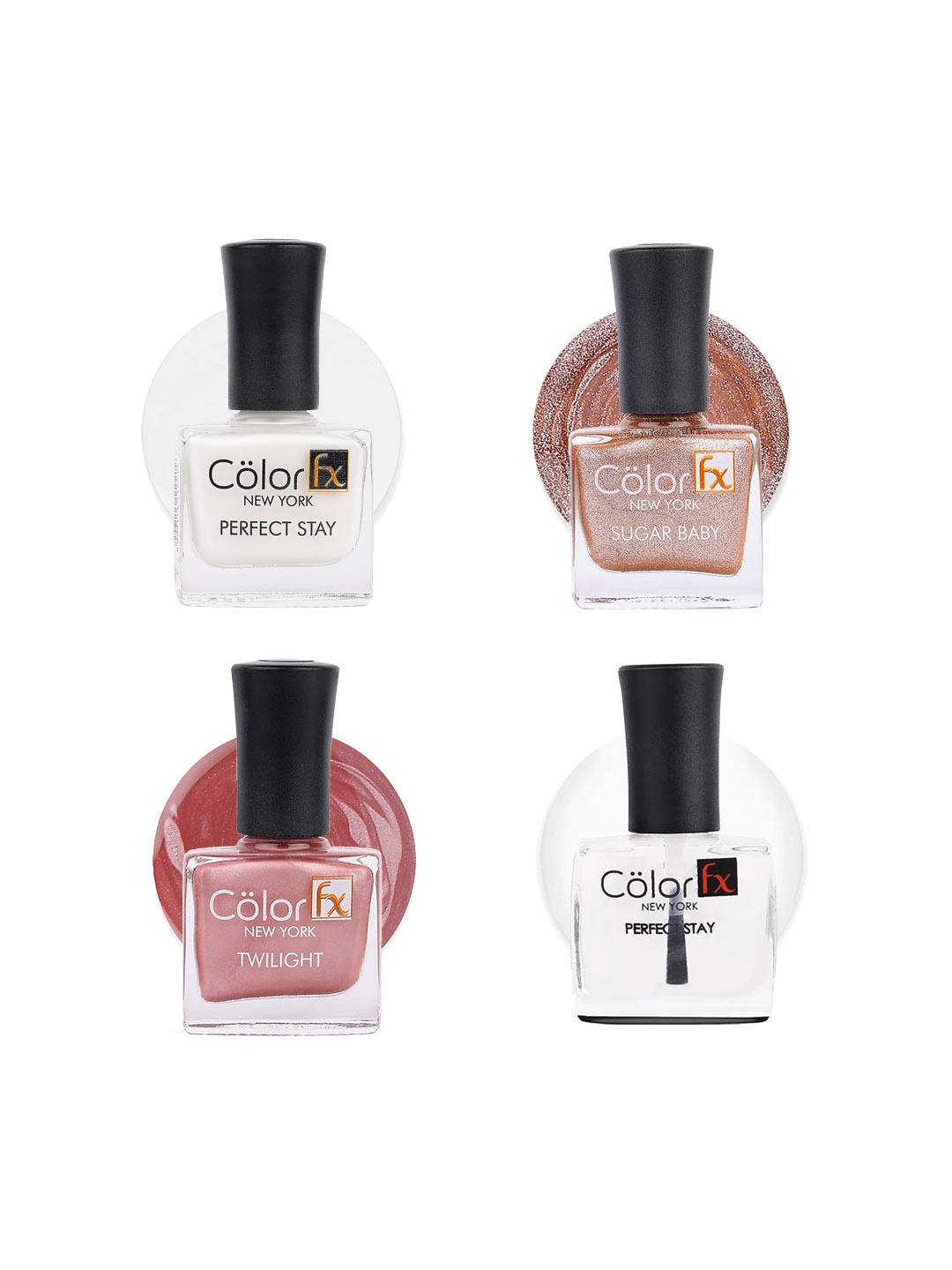 

Color Fx Set Of 4 Perfect Stay+Sugar Baby+Twilight Nail Enamels 9ml Each, Multi