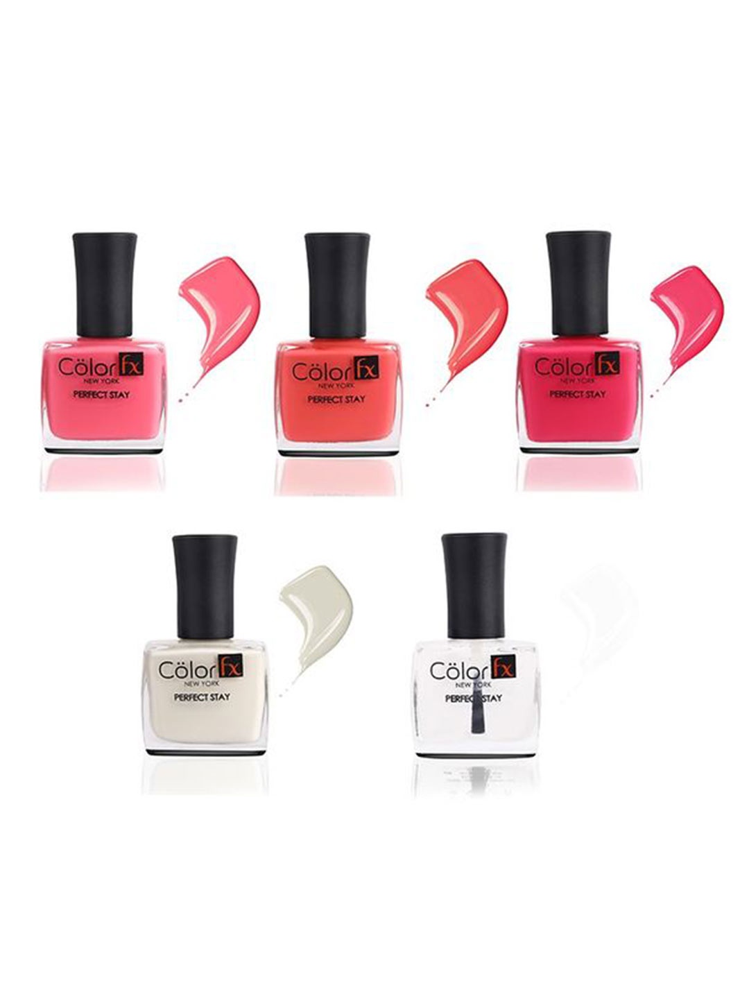 

Color Fx Perfect Stay 5Pcs Long Lasting Nail Enamel - 9ml Each - 122-124-129-133-151, Pink