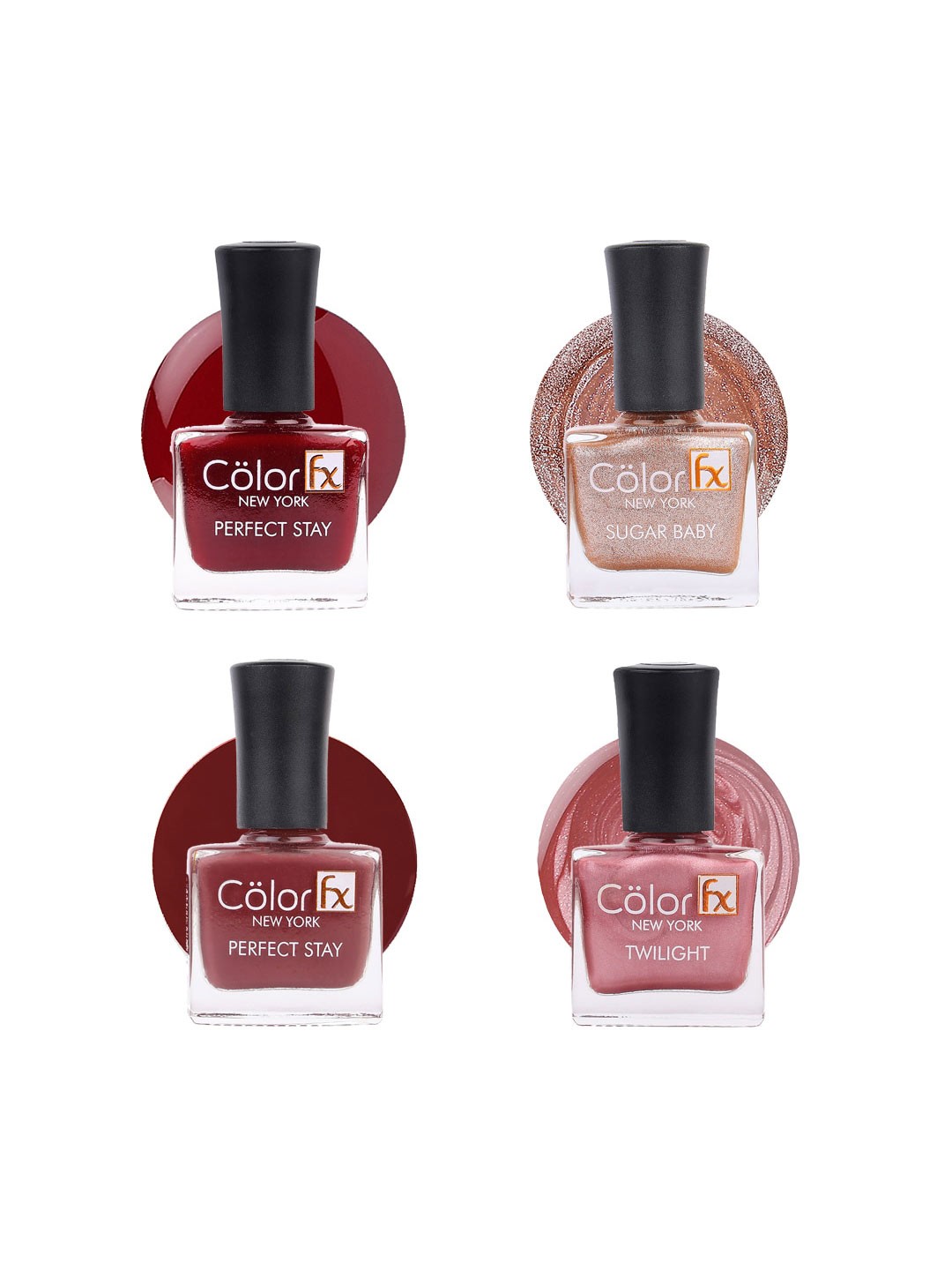 

Color Fx Set Of 4 Perfect Stay Sugar Baby Twilight Nail Enamel - 9ml Each -106-121-128-147, Nude