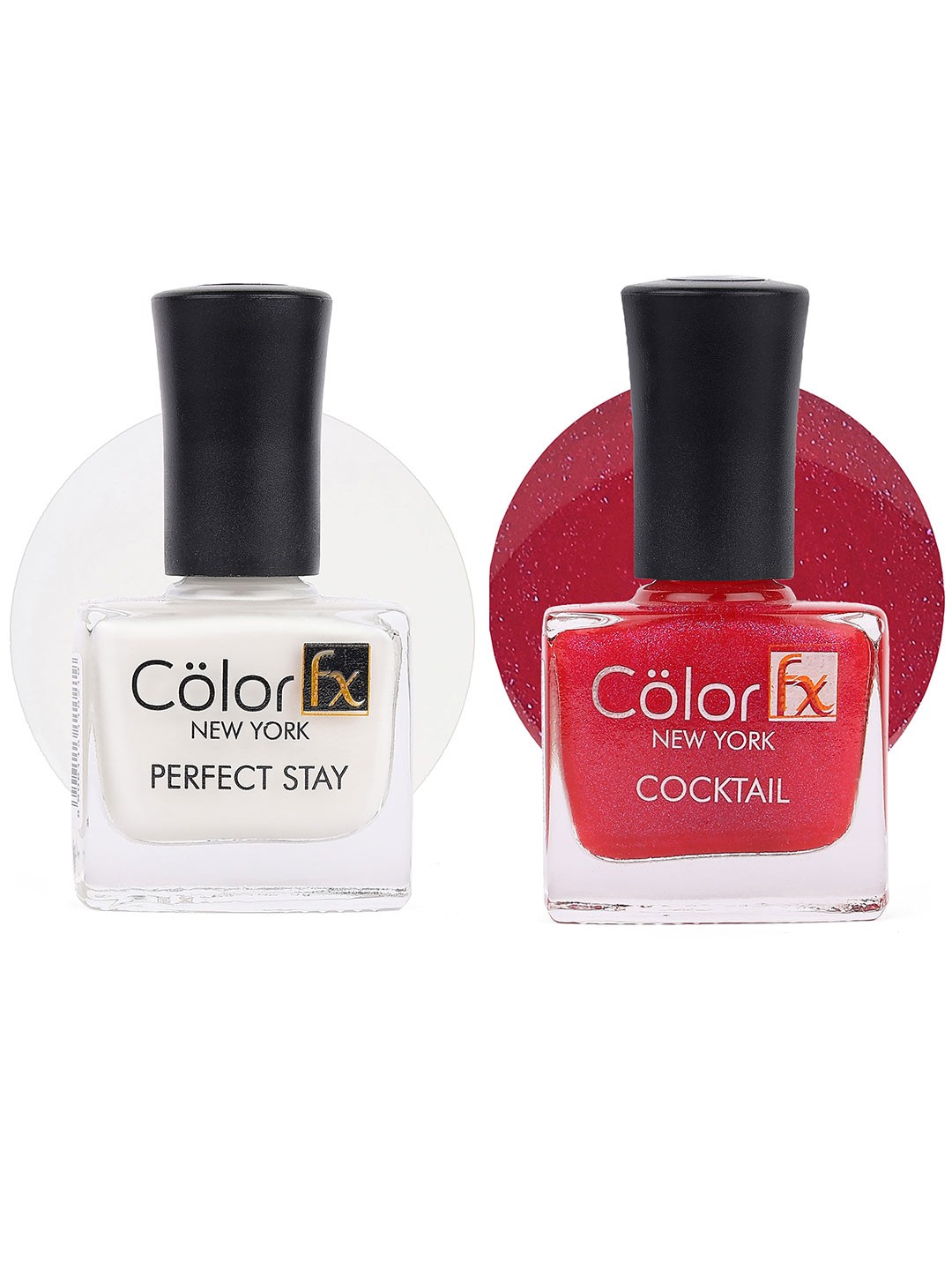 

Color Fx New York Set of Perfect Stay & Cocktail Nail Enamel 9 ml Each - Shade 137 & 129, Red