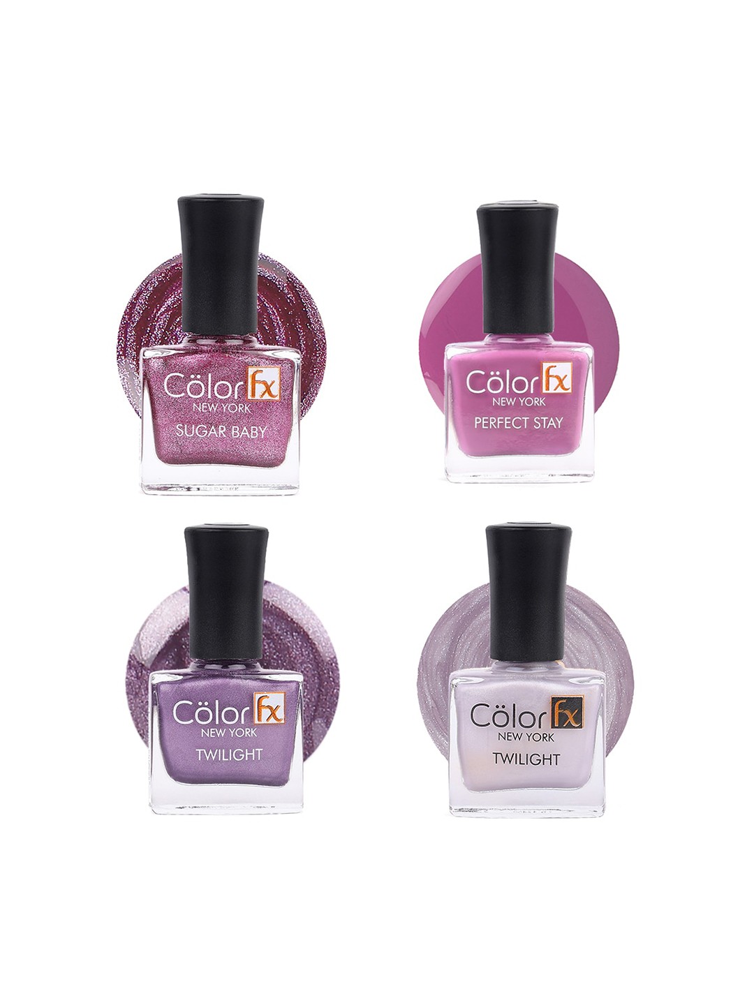 Color Fx Perfect Stay Sugar Baby & Twilight 4Pcs Enamel - 9ml Each - 116-120-148-155, Pink