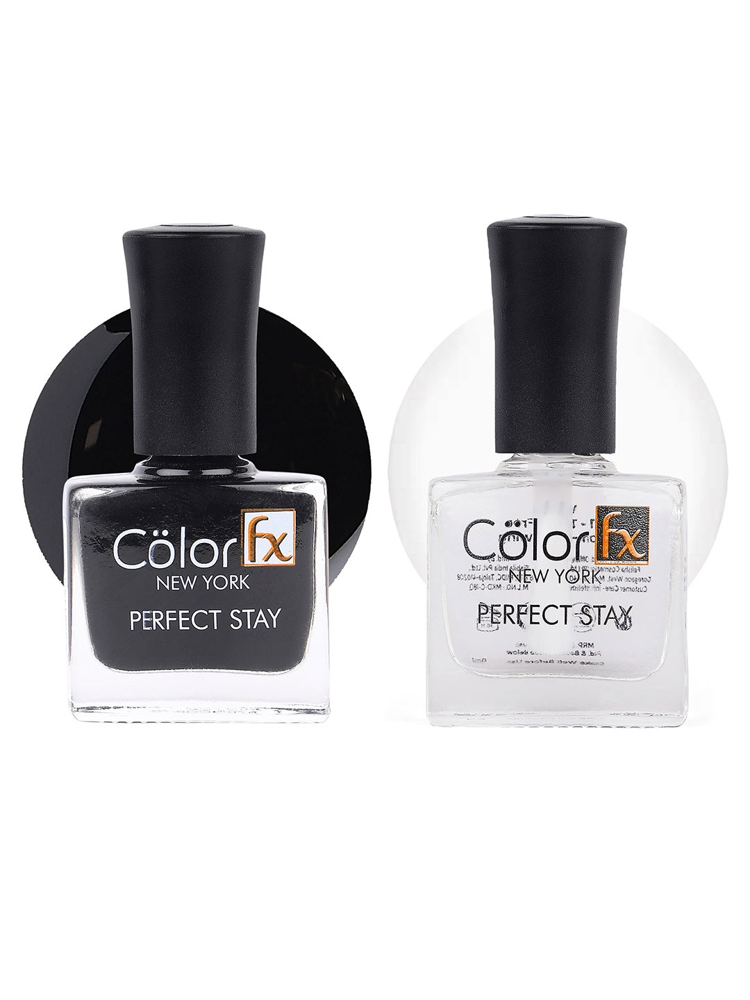 

Color Fx Set Of 2 Perfect Stay Nail Enamel - 9ml Each-Black 119-Top Coat 151