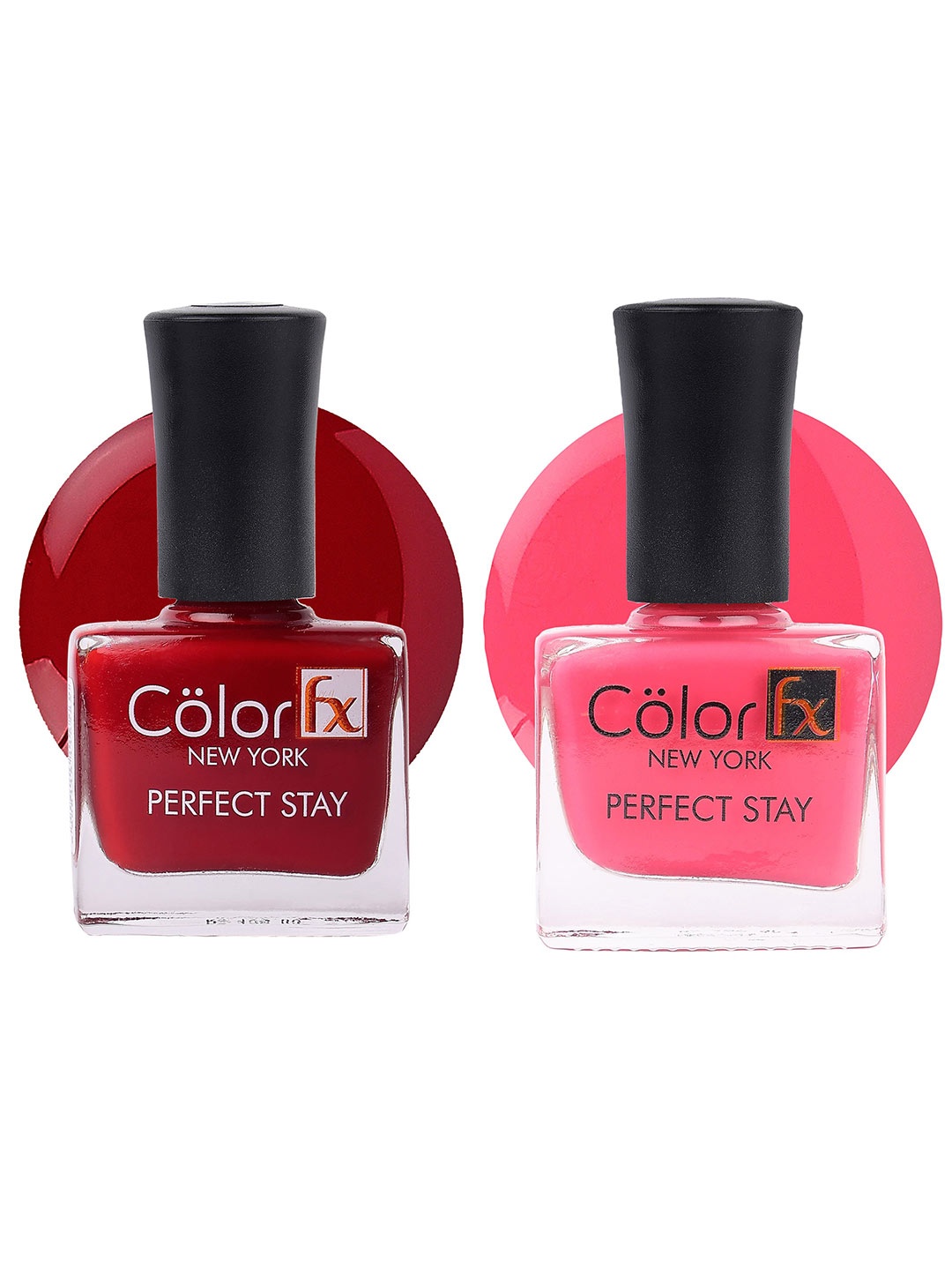 

Color Fx Perfect Stay 2Pcs Long Lasting Nail Enamel - 9ml Each - Red-Pink