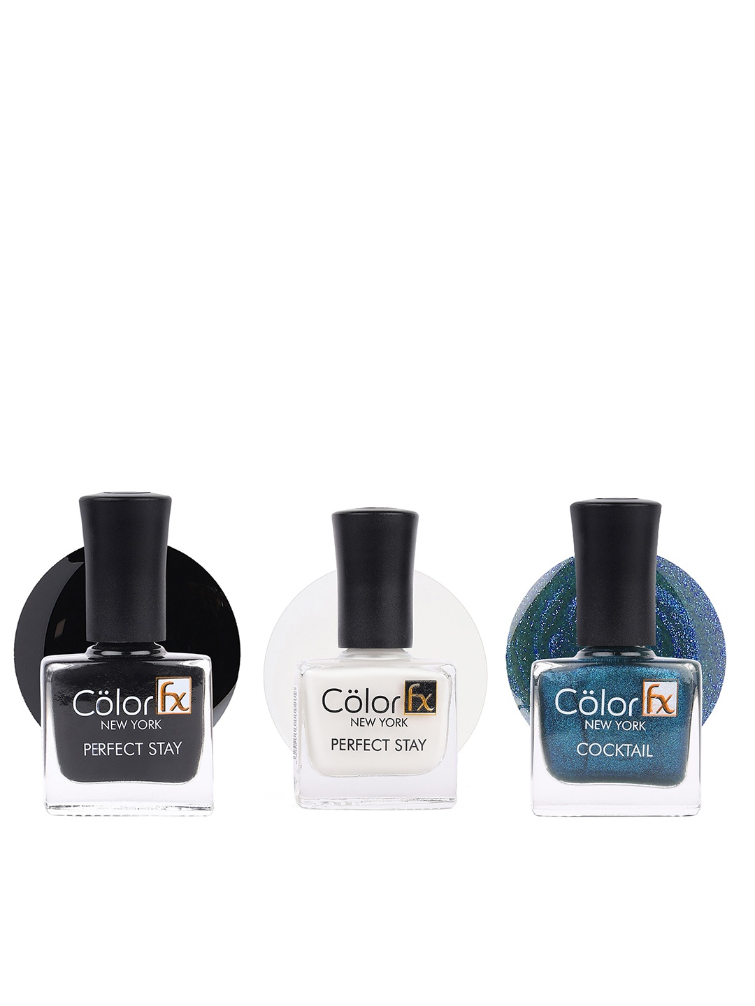 

Color Fx Perfect Stay & Cocktail 3Pcs Long Lasting Nail Enamel - 9ml Each - 135-119-129, Blue
