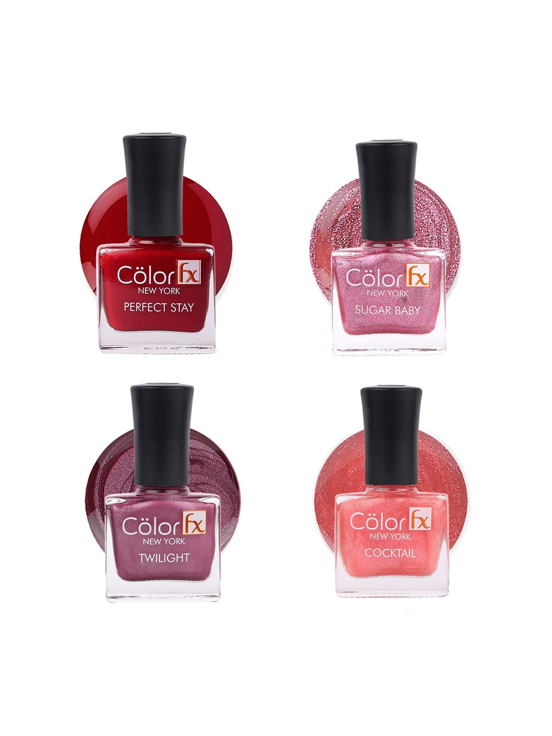 

Color Fx 4Pc Perfect Stay Sugar Baby Twilight Cocktail Nail Enamel-9mlEach-118-123-138-158, Pink