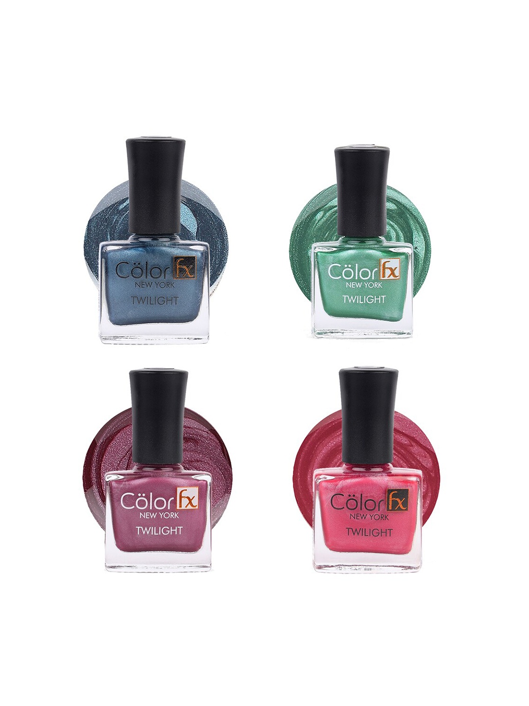 

Color Fx Set Of 4 Twilight Nail Enamel - 9ml Each-157-158-159-160, Red