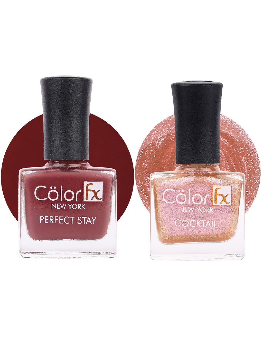 

Color Fx New York Set of Perfect Stay & Cocktail Nail Enamel 9 ml Each - Shade 128, 136, Maroon