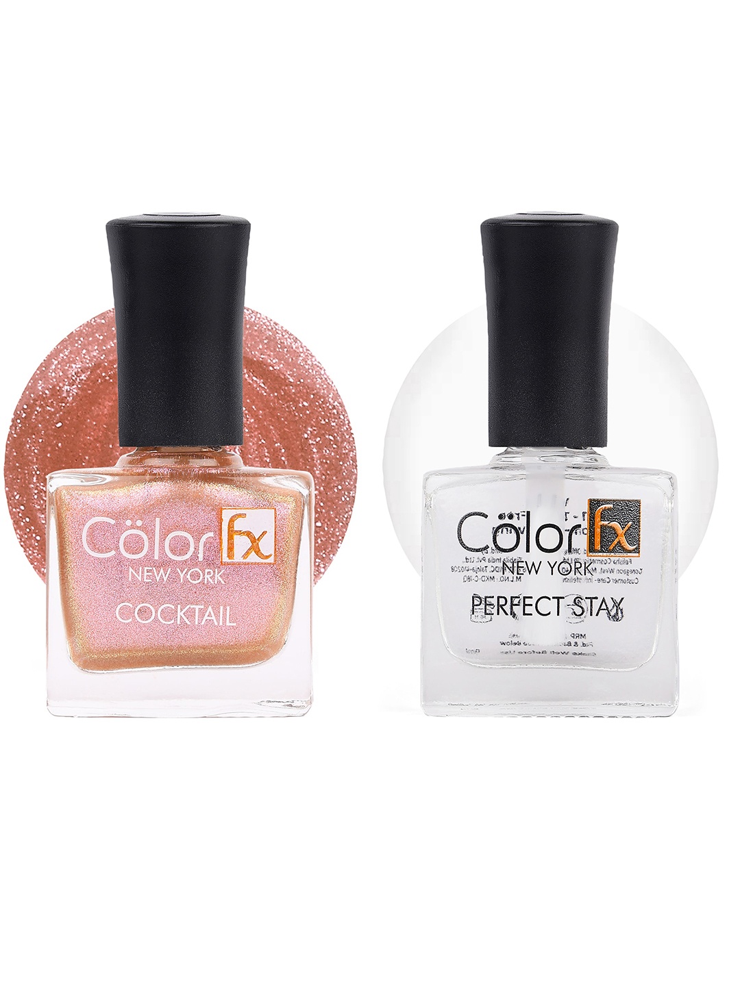 

Color Fx Set Of 2 Perfect Stay & Cocktail Long Lasting Nail Enamel - 9ml Each- 136 - 151, Purple