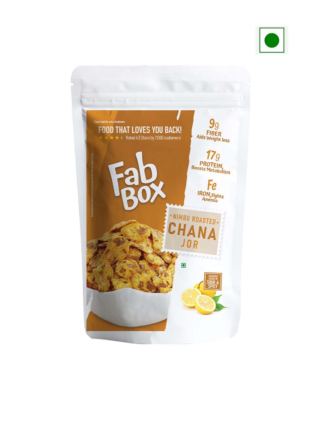 

FabBox Nimbu Roasted Chana Jor-180g, Brown