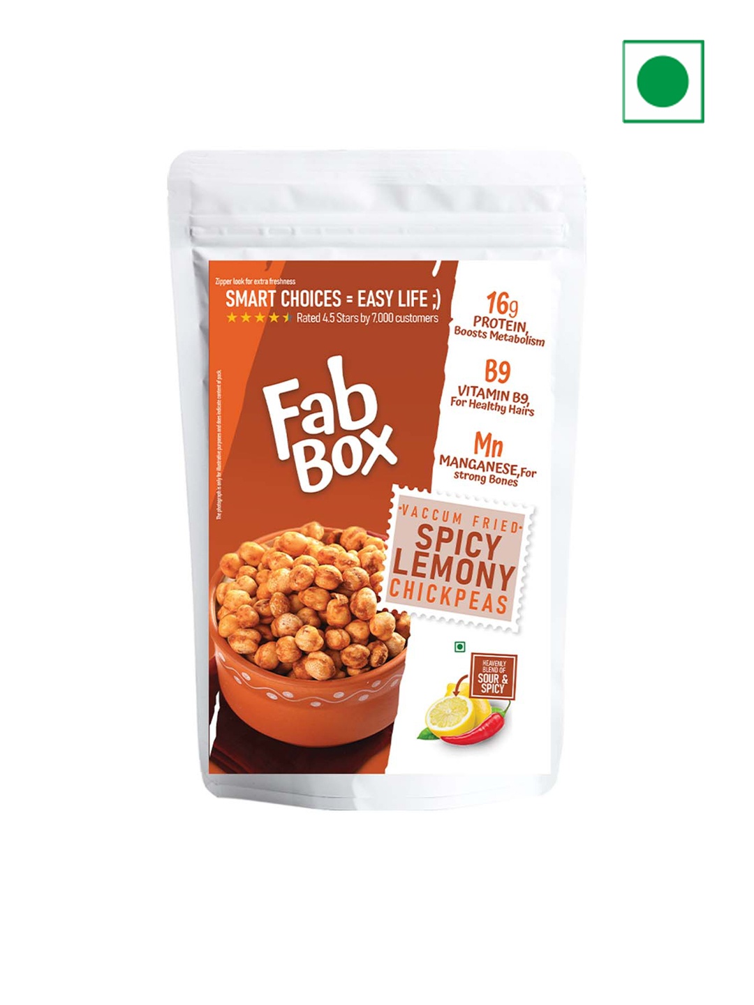 

FabBox Spicy Lemony Chickpeas-140gms, Green