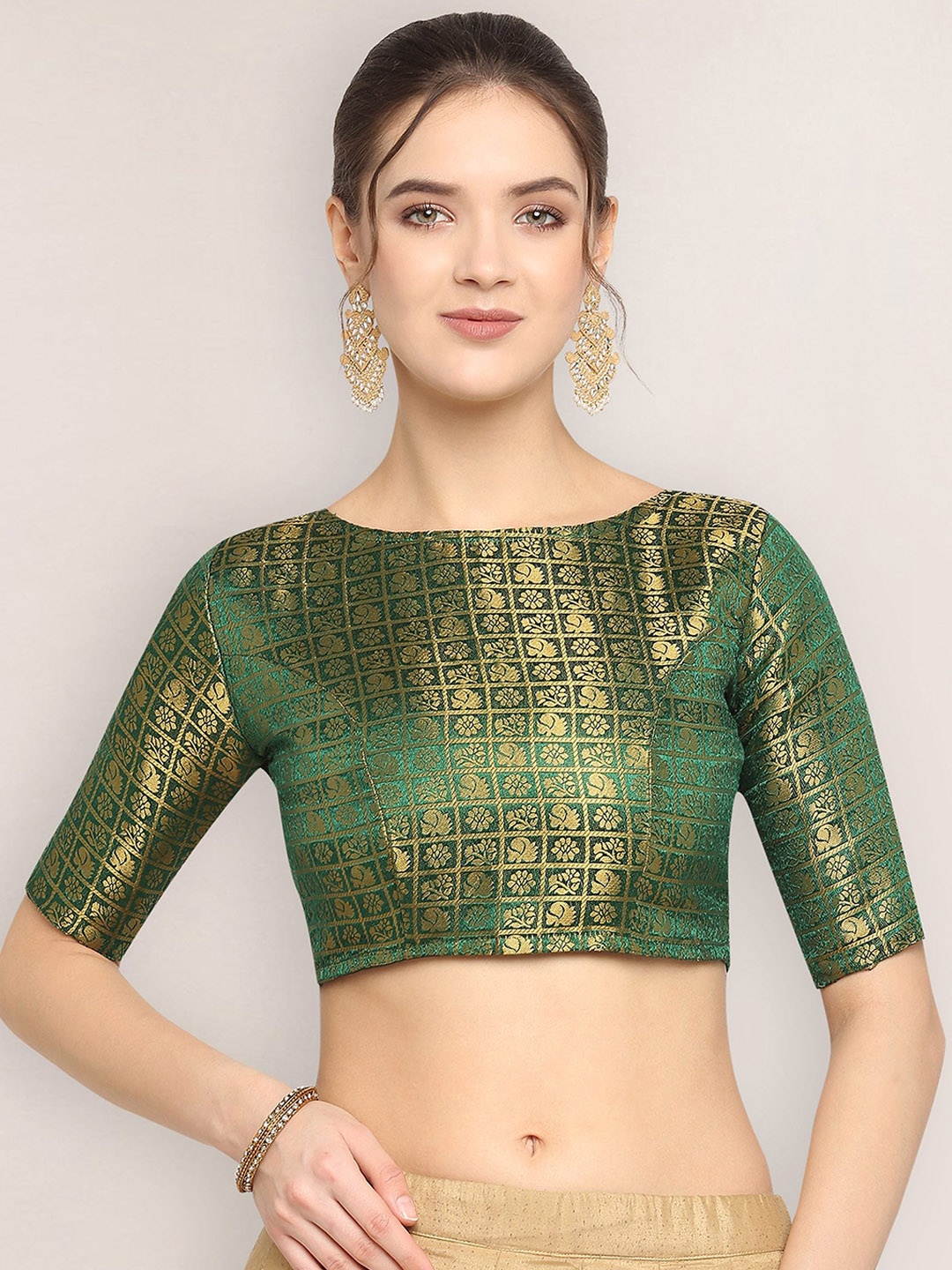 

Oomph! Woven Design Saree Blouse, Green