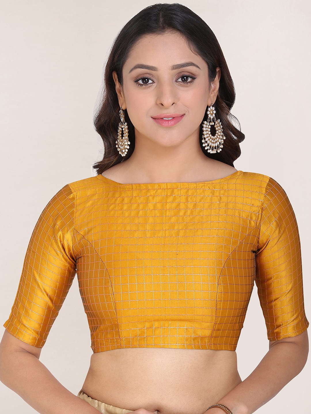 

Oomph! Woven Design Silk Saree Blouse, Yellow