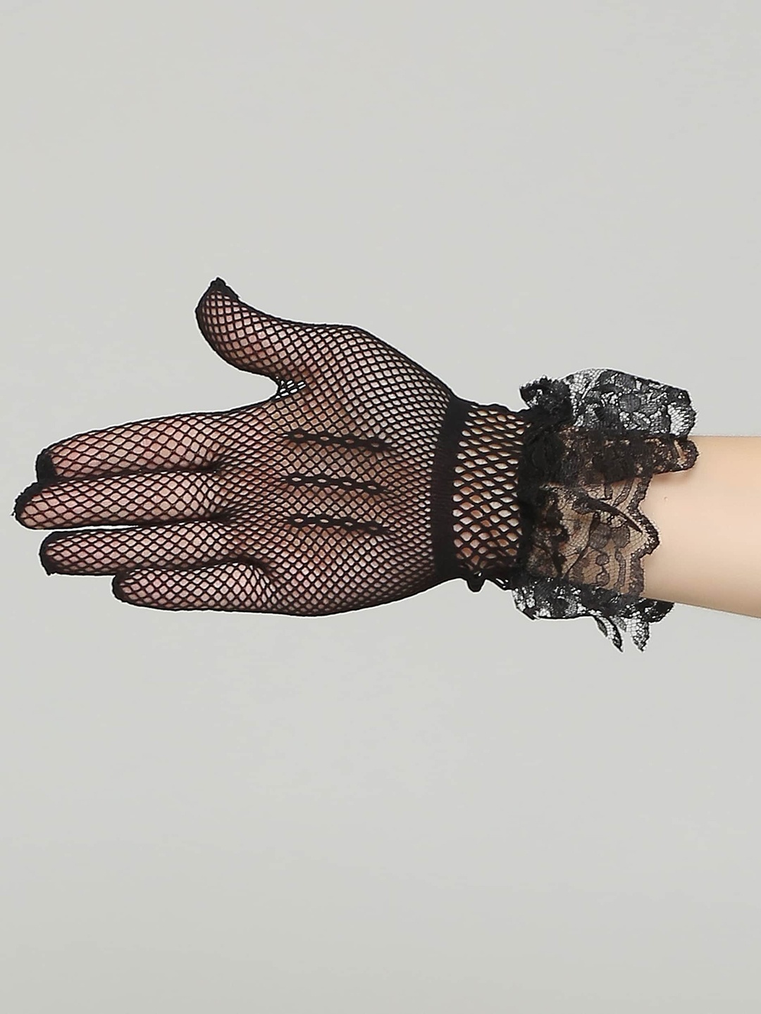 

COLOR STYLE Embellished Lace Detail Long Full Hand Gloves, Black