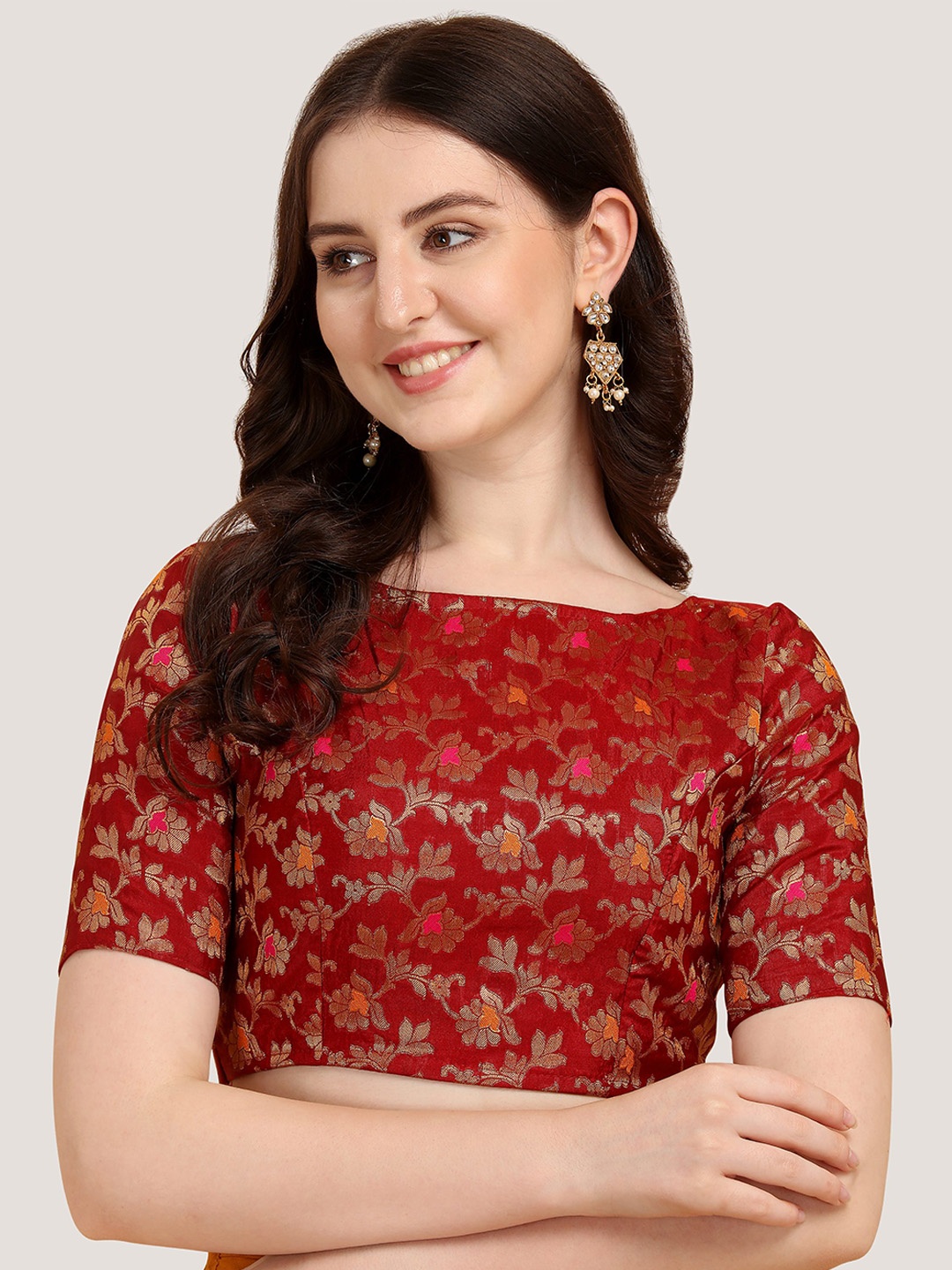 

Oomph! Woven Design Saree Blouse, Maroon