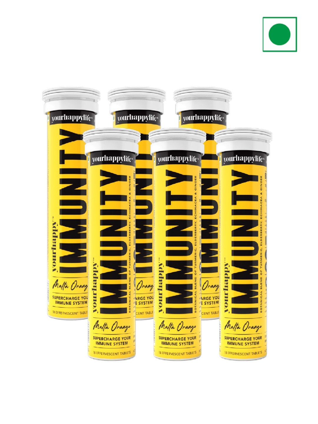 

yourhappylife 6Pcs Immunity Fizz For Strengthening Immune System - 18 Tablets Each, Yellow