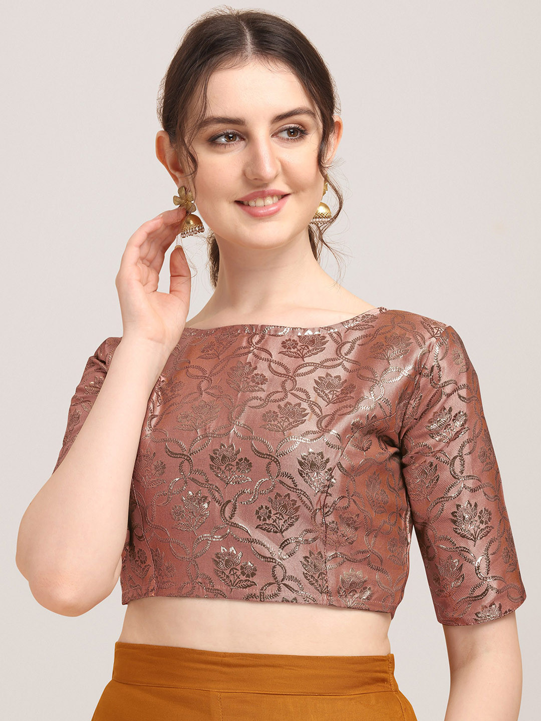 

Oomph! Woven Design Saree Blouse, Mauve