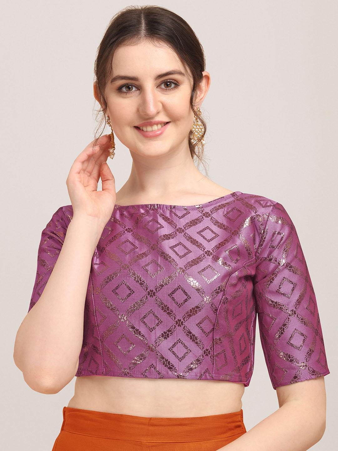 

Oomph! Woven Design Saree Blouse, Pink