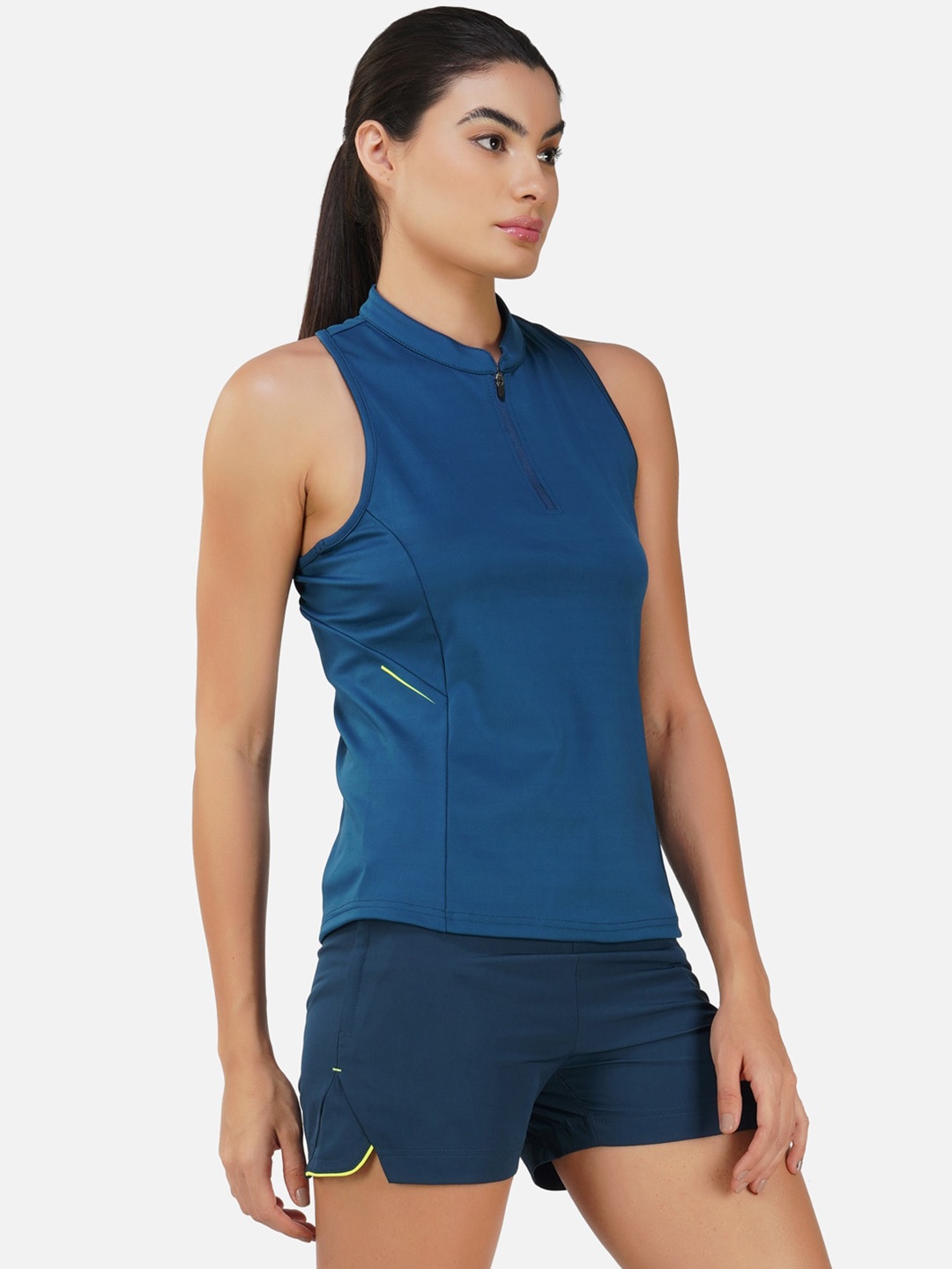 

UNPAR Mandarin Collar Sleeveless Gym Top, Teal