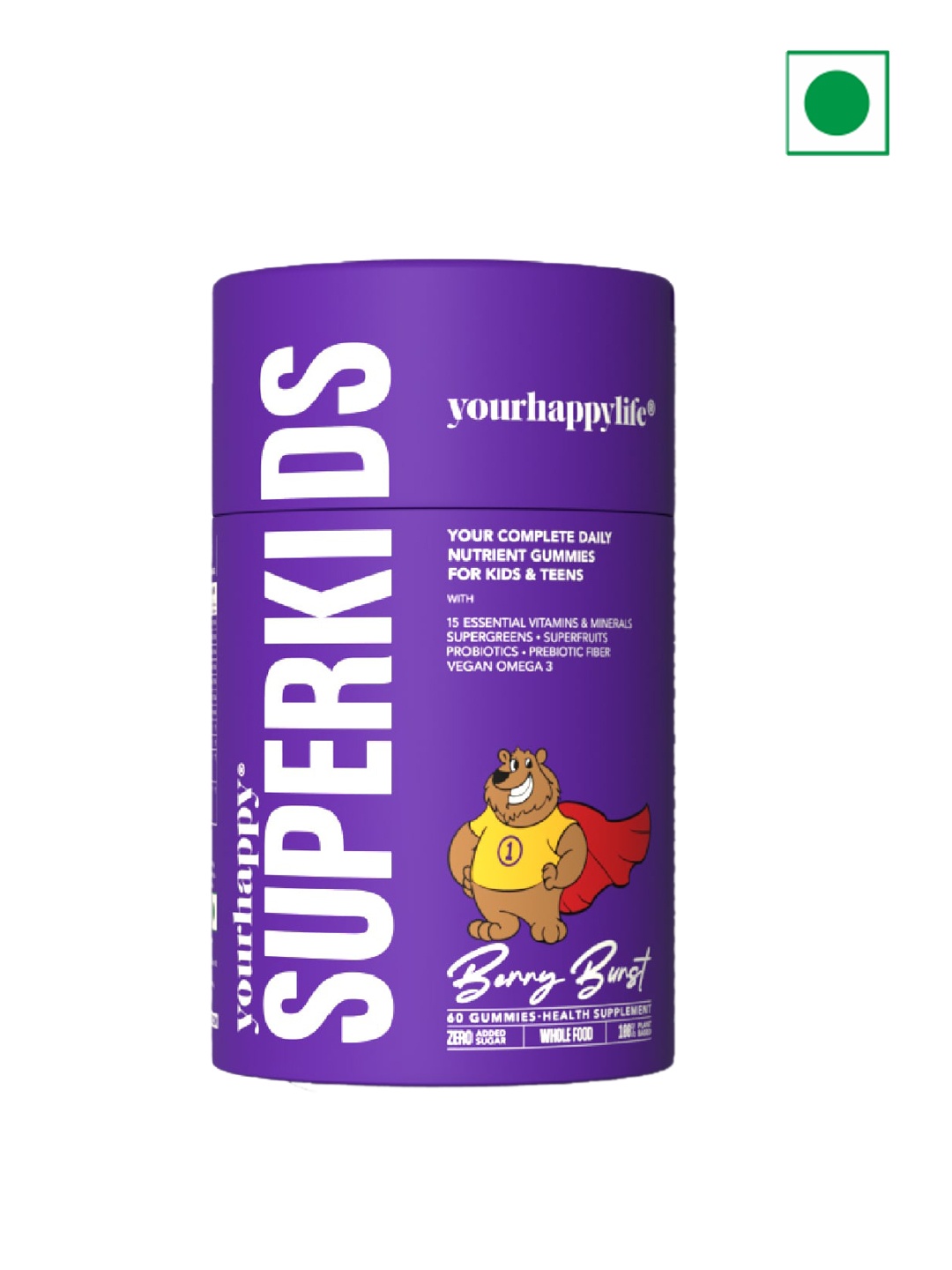 

yourhappylife SuperKids Multivitamin Gummies For Immunity & Metabolism Booster -60 Gummies, Na