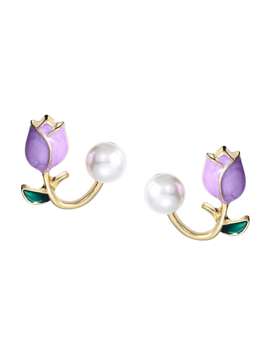 

Krelin Gold Plated Pearl Studded Two Ways To Wear Tulip Earrings