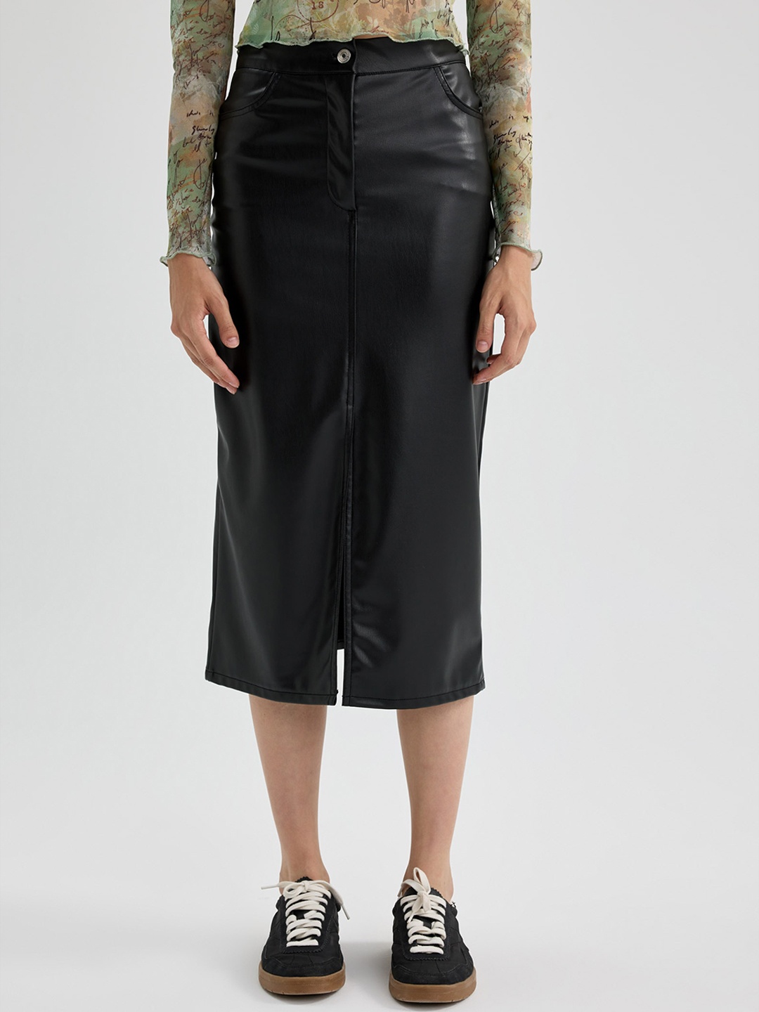 

DeFacto Striaght Midi Skirts, Black