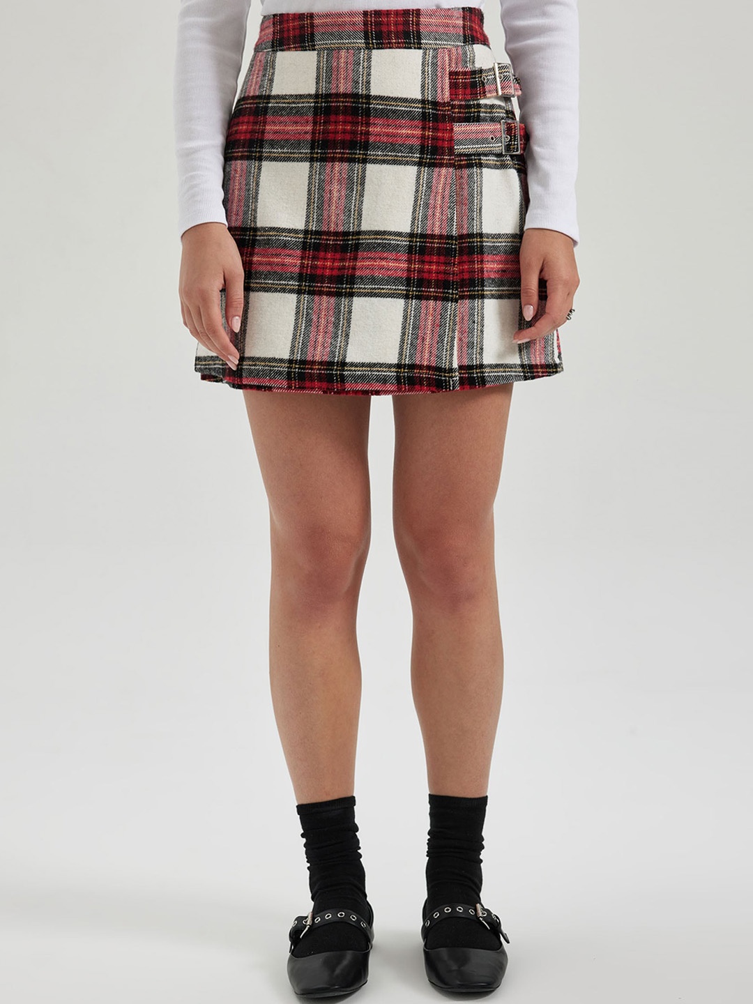 

DeFacto Checked A-Line Mini Skirt, Red